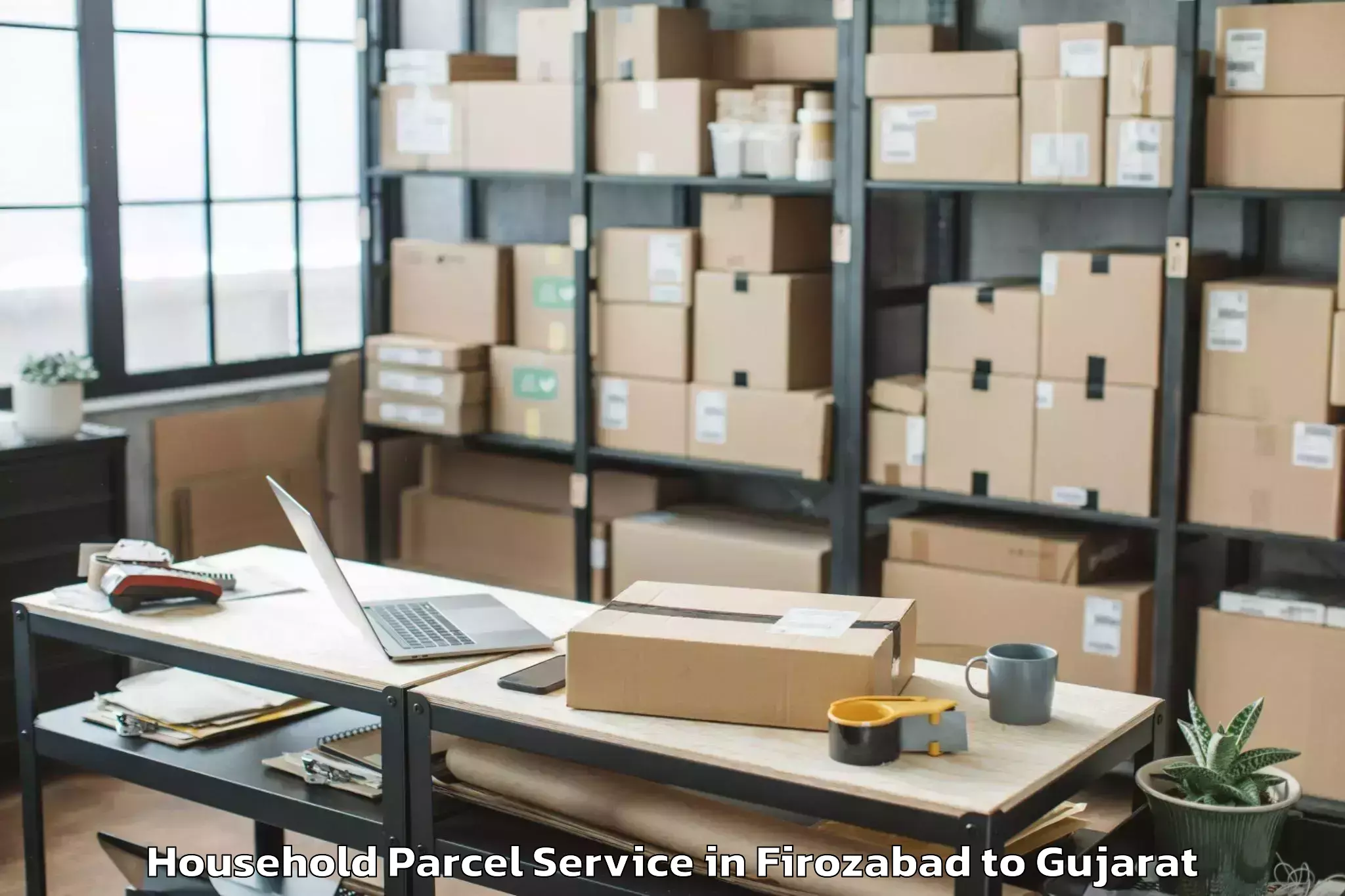 Trusted Firozabad to Khambhaliya Household Parcel